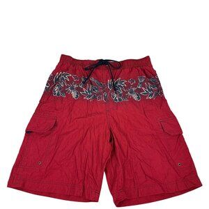 Sonoma Life+Style Mens Red Hawaiian Cargo Shorts Size Medium